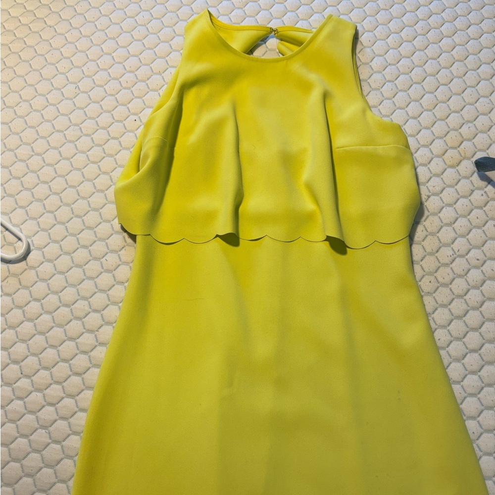 Loft bright yellow wedding guest dress